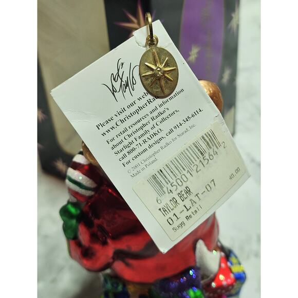Christopher Radko TAYLOR Teddy BEAR Lord & Taylor Ornament 01-LAT-07 Christmas - Picture 6 of 9